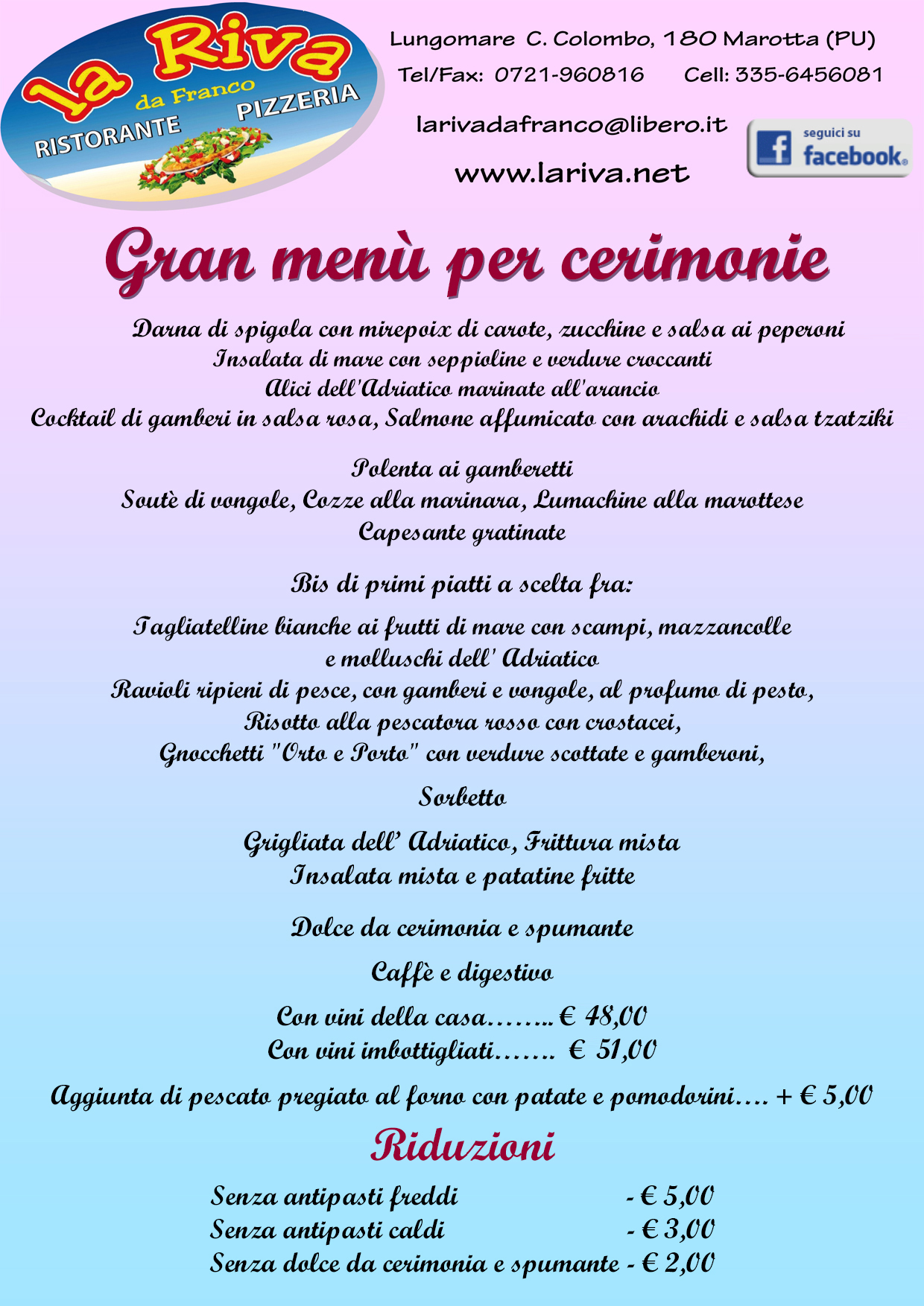 Menu Per Cerimonie A Marotta Pesaro Urbino